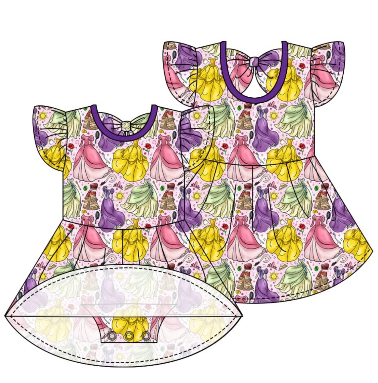 Gowns & Crowns Bow Back Bodysuit Twirl