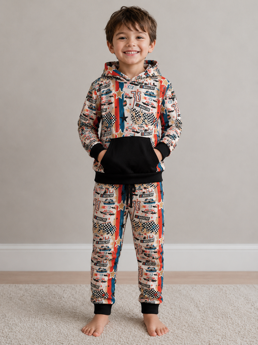 START YOUR ENGINES! French Terry Hooded Jogger Set