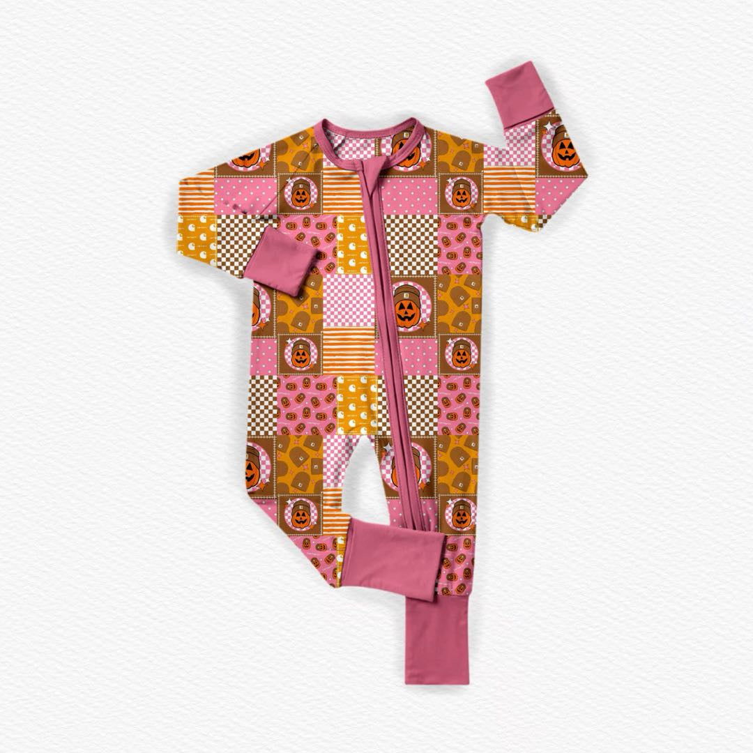 Pink Patchwork Pumpkin Party Zippy